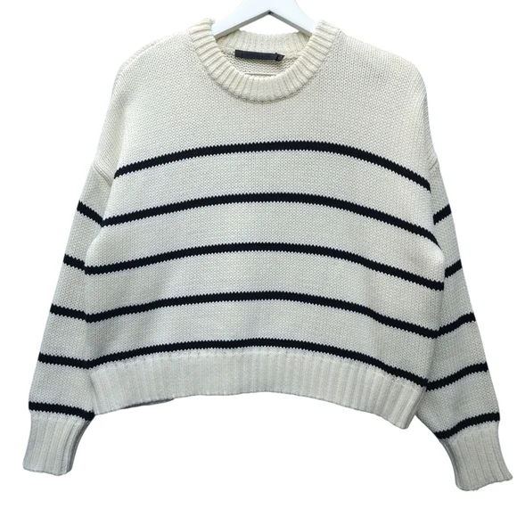 Jenni Kayne Chloe Ivory Black Stripe Crewneck - Picture 4 of 9